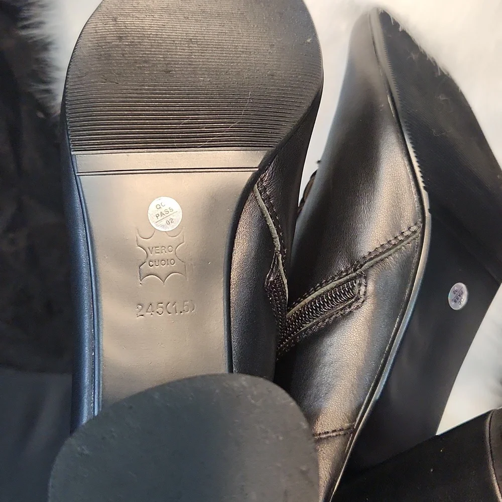 Vero Cuoio Vintage Black Leather Lace Up Boots Size 7.5 - Picture 4 of 9